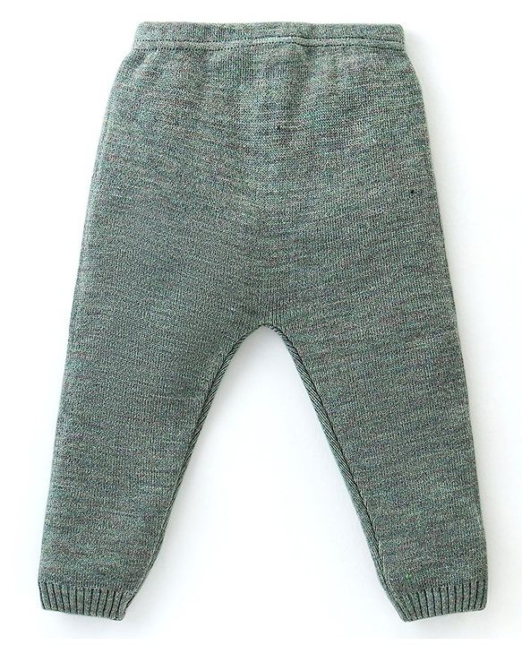 Babyhug Knitted Full Sleeves Pullover Sweater Set with Christmas Theme Design - Grey & Green
