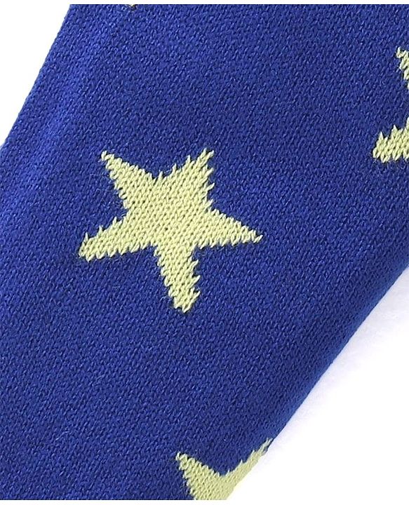 Babyhug Full Length Fleece and Woolen Lounge Pant Star Design - Blue