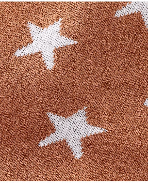 Babyhug Knit Full Length Fleece & Woollen Pant with Star Print - Brown