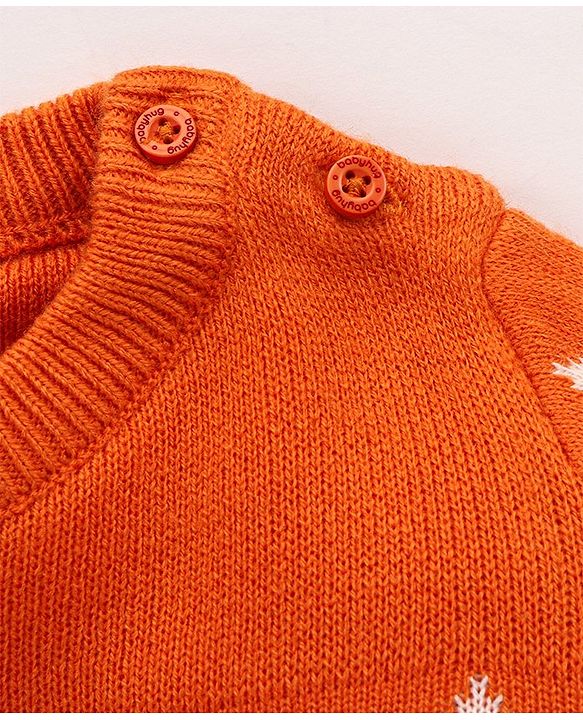 Babyhug Knit Full Sleeves Sweater Chevron Design - Orange