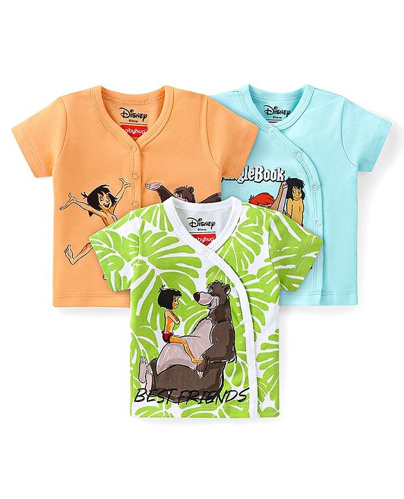 Babyhug Disney   Half Sleeves Jhabla With Jungle Book Graphics Pack of 3 - Blue Green & Orange