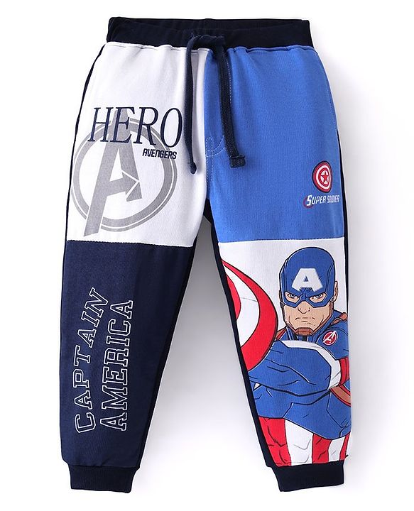 Babyhug Marvel Cotton Knit Full Length Lounge Pant with Avengers Graphics - Multicolour