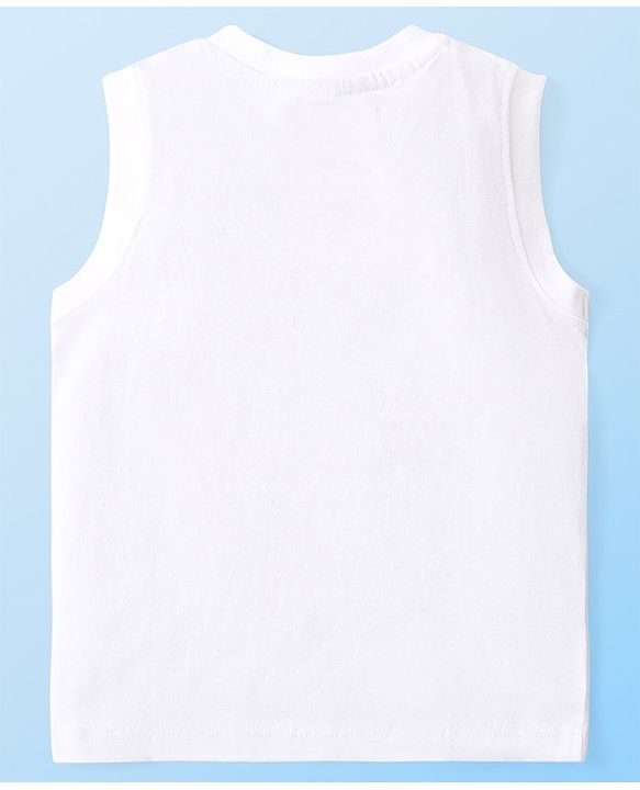 Babyhug Marvel  Cotton Knit Sleevesless Tank T-Shirt with  Avengers Graphics- White