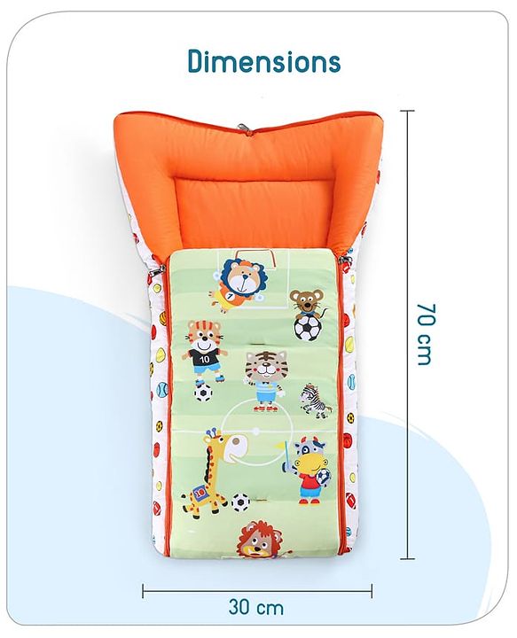 Babyhug Cotton Sleeping Bag Cum Carry Nest With Animals Print- Mint