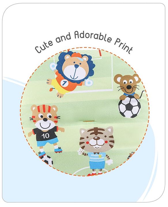Babyhug Cotton Sleeping Bag Cum Carry Nest With Animals Print- Mint