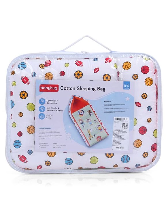 Babyhug Cotton Sleeping Bag Cum Carry Nest With Animals Print- Mint
