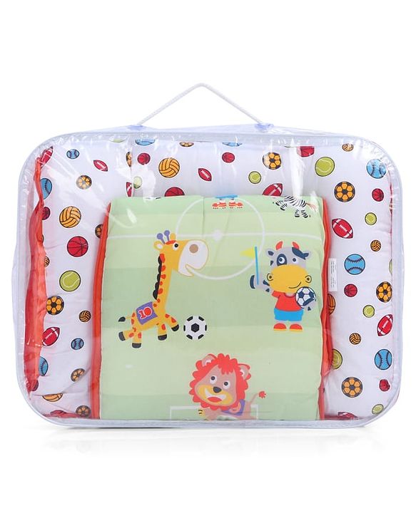 Babyhug Cotton Sleeping Bag Cum Carry Nest With Animals Print- Mint