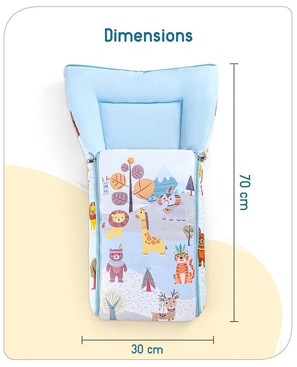 Babyhug Cotton Sleeping Bag Cum Carry Nest With Animals Print- Mint