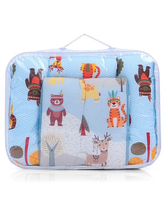 Babyhug Cotton Sleeping Bag Cum Carry Nest With Animals Print- Mint