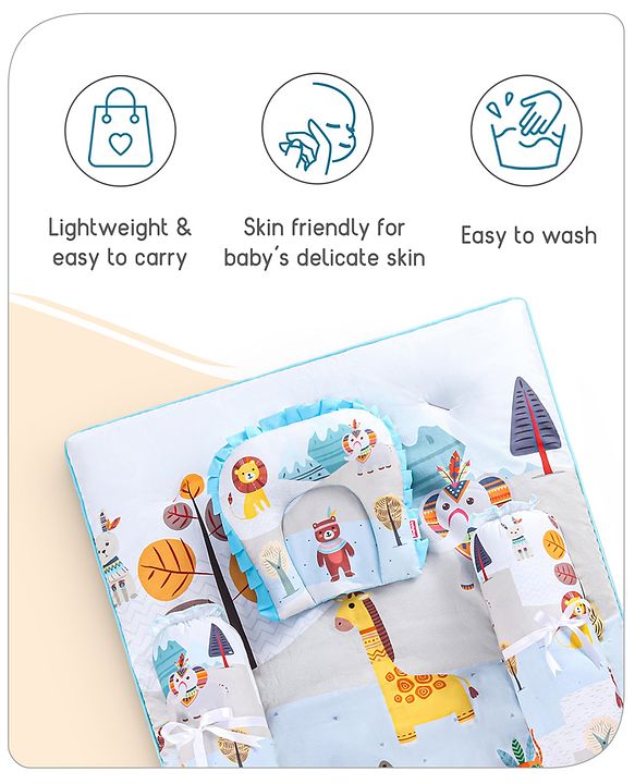 Babyhug Cotton Bedding Set Tribal Animal Print- Multicolor