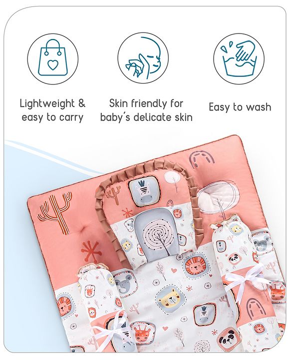 Babyhug Cotton Bedding Set Tribal Animal Print- Multicolor