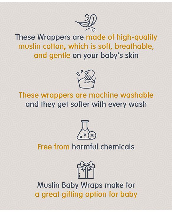 Babyhug Cotton Muslin Multipurpose Swaddle Wraps Unicorn Print Pack of 3 - Multicolour