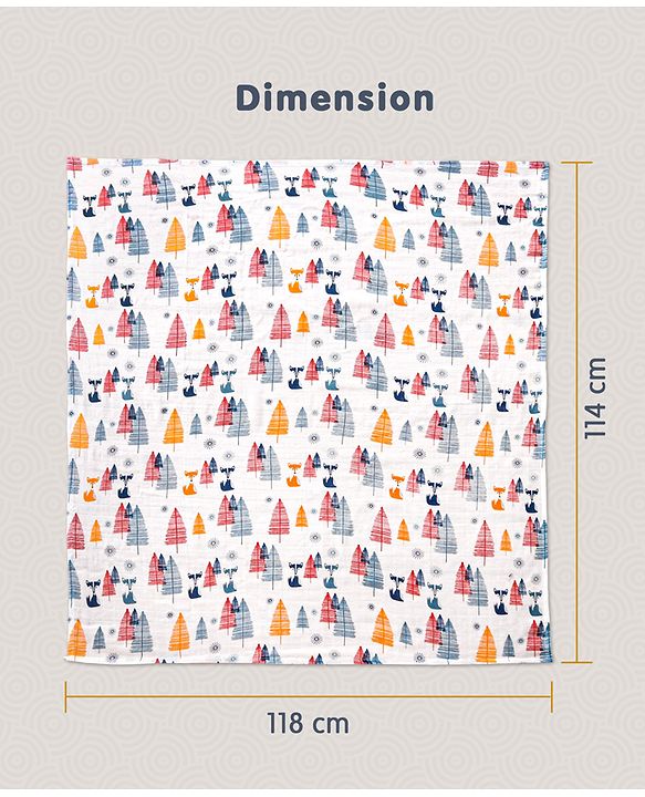 Babyhug Cotton Muslin Multipurpose Swaddle Wraps Unicorn Print Pack of 3 - Multicolour