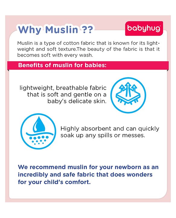 Babyhug Cotton Muslin Multipurpose Swaddle Wraps Unicorn Print Pack of 3 - Multicolour