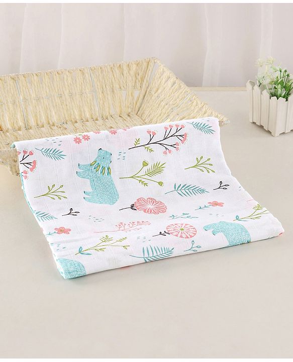 Babyhug Cotton Muslin Multipurpose Swaddle Wraps Unicorn Print Pack of 3 - Multicolour