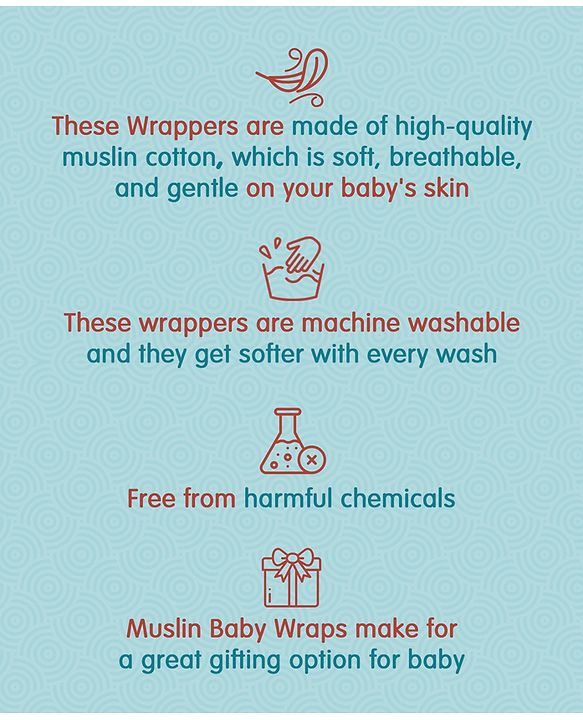 Babyhug Cotton Muslin Multipurpose Swaddle Wraps Unicorn Print Pack of 3 - Multicolour