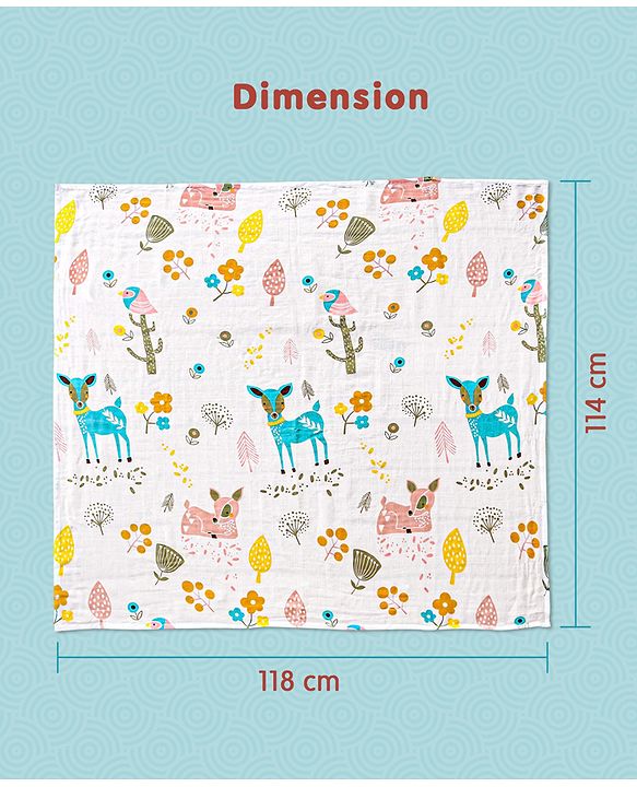 Babyhug Cotton Muslin Multipurpose Swaddle Wraps Unicorn Print Pack of 3 - Multicolour