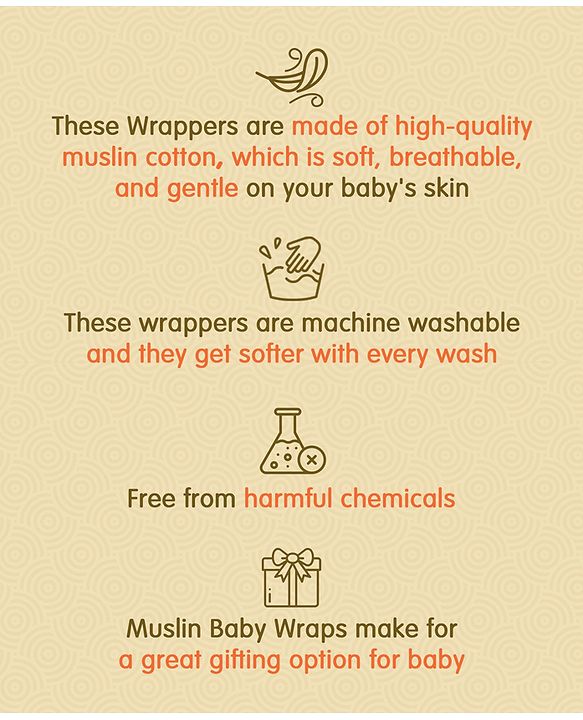 Babyhug Cotton Muslin Multipurpose Swaddle Wraps Unicorn Print Pack of 3 - Multicolour