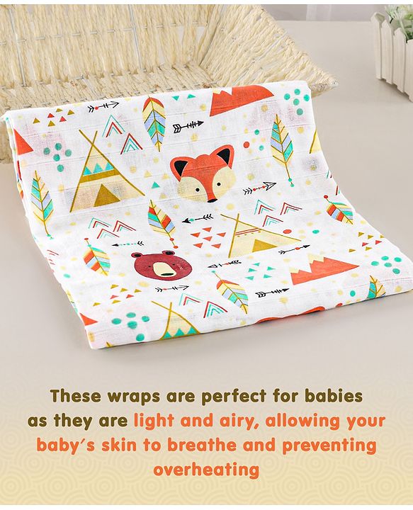 Babyhug Cotton Muslin Multipurpose Swaddle Wraps Unicorn Print Pack of 3 - Multicolour