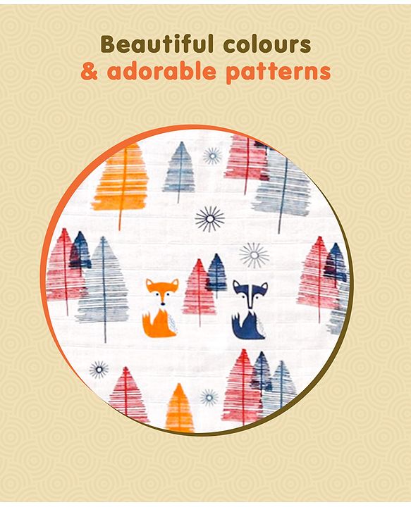 Babyhug Cotton Muslin Multipurpose Swaddle Wraps Unicorn Print Pack of 3 - Multicolour