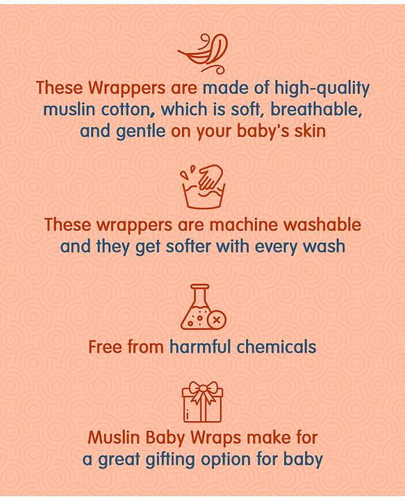 Babyhug Cotton Muslin Multipurpose Swaddle Wraps Unicorn Print Pack of 3 - Multicolour