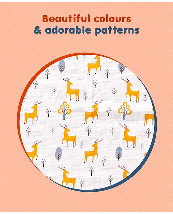 Babyhug Cotton Muslin Multipurpose Swaddle Wraps Unicorn Print Pack of 3 - Multicolour
