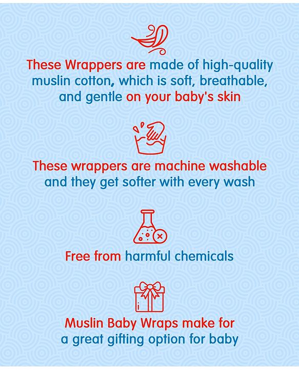 Babyhug Cotton Muslin Multipurpose Swaddle Wraps Forest Print Pack of 5 - Multicolour