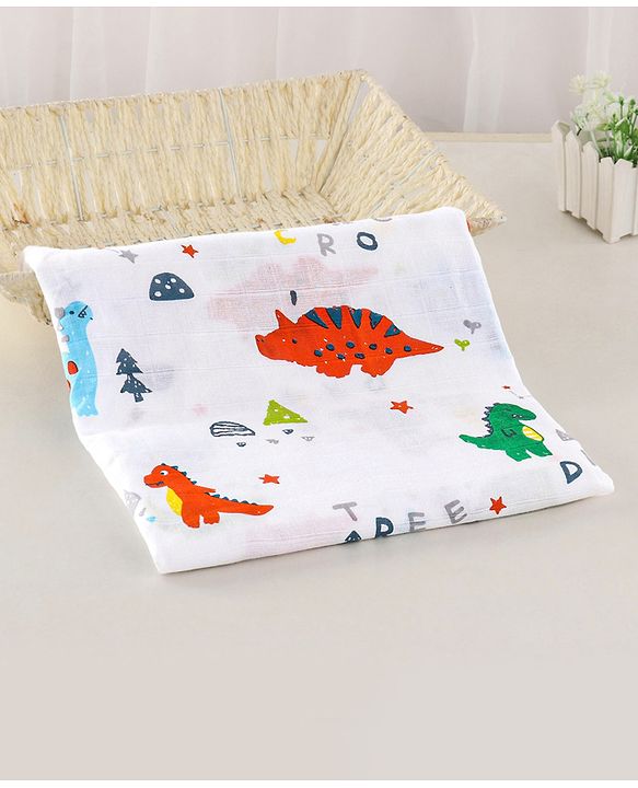 Babyhug Cotton Muslin Multipurpose Swaddle Wraps Forest Print Pack of 5 - Multicolour