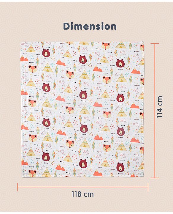 Babyhug Cotton Muslin Multipurpose Swaddle Wraps Forest Print Pack of 5 - Multicolour