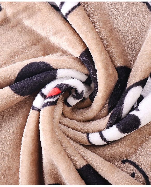 Babyhug Lightweight Disney Single Ply Mink Blanket Smiley Mickey  Print- Brown
