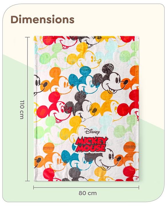 Babyhug Lightweight Disney Single Ply Mink Blanket Smiley Mickey  Print- Brown