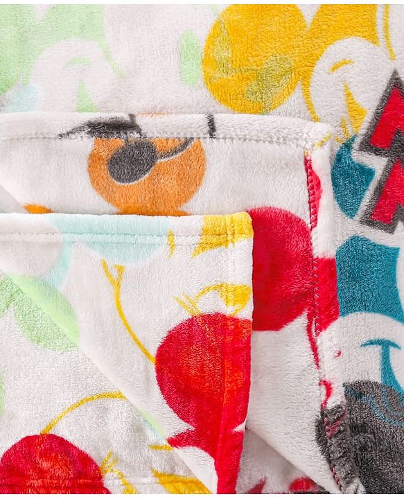 Babyhug Lightweight Disney Single Ply Mink Blanket Smiley Mickey  Print- Brown