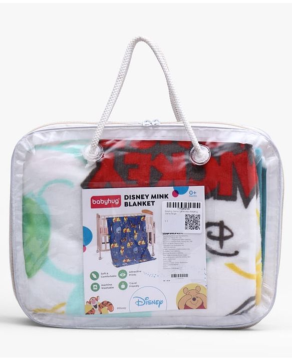 Babyhug Lightweight Disney Single Ply Mink Blanket Smiley Mickey  Print- Brown