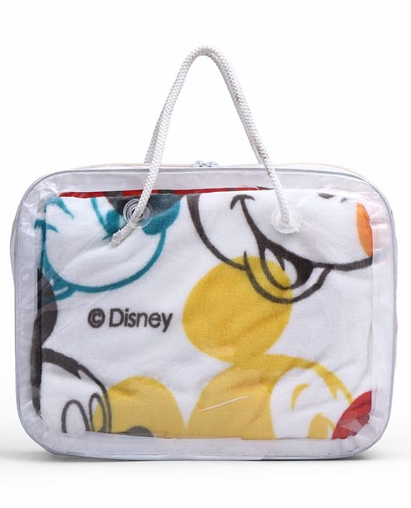 Babyhug Lightweight Disney Single Ply Mink Blanket Smiley Mickey  Print- Brown
