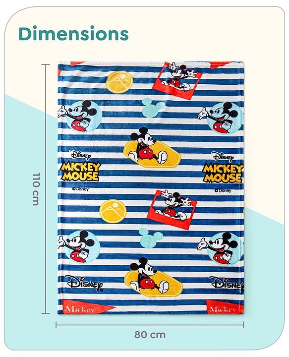 Babyhug Lightweight Disney Single Ply Mink Blanket Smiley Mickey  Print- Brown