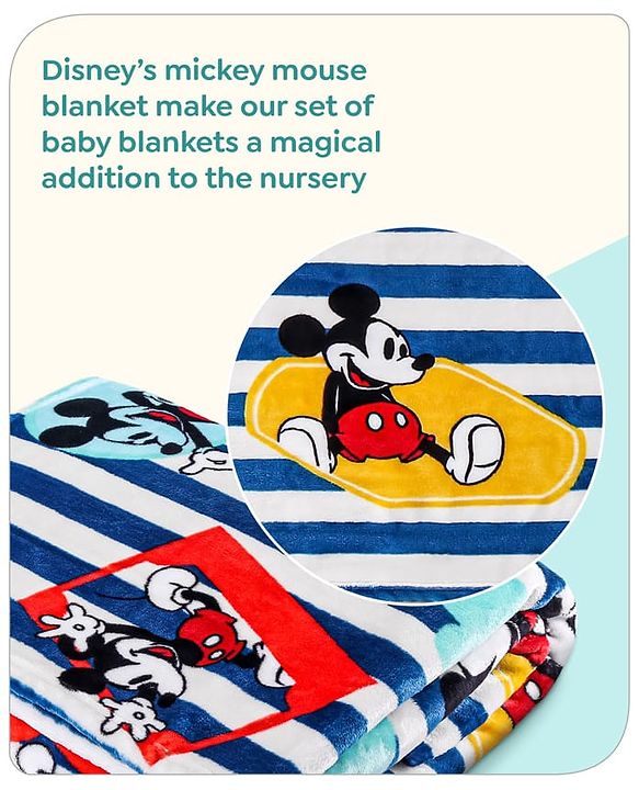 Babyhug Lightweight Disney Single Ply Mink Blanket Smiley Mickey  Print- Brown