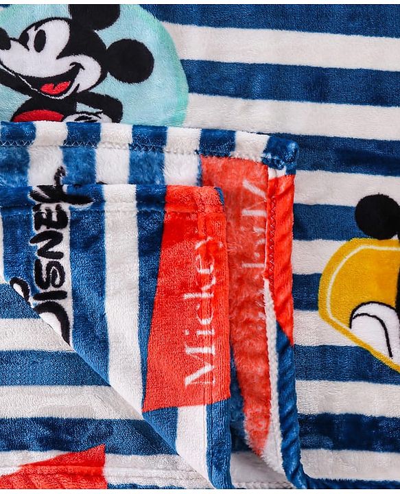 Babyhug Lightweight Disney Single Ply Mink Blanket Smiley Mickey  Print- Brown