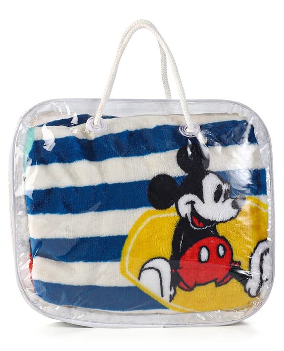 Babyhug Lightweight Disney Single Ply Mink Blanket Smiley Mickey  Print- Brown