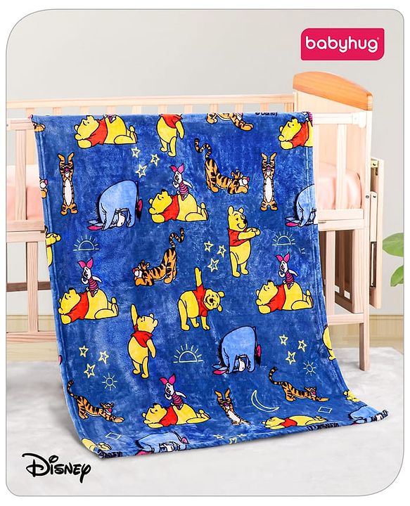 Babyhug Lightweight Disney Single Ply Mink Blanket Smiley Mickey  Print- Brown