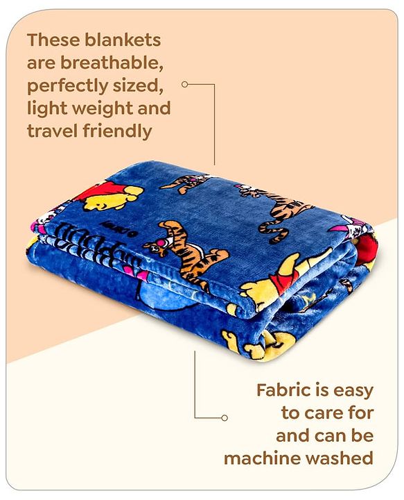 Babyhug Lightweight Disney Single Ply Mink Blanket Smiley Mickey  Print- Brown