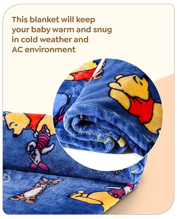 Babyhug Lightweight Disney Single Ply Mink Blanket Smiley Mickey  Print- Brown