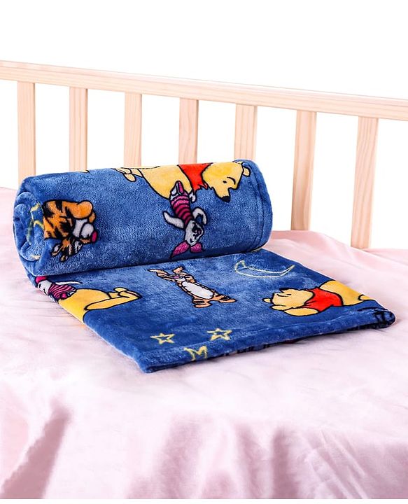 Babyhug Lightweight Disney Single Ply Mink Blanket Smiley Mickey  Print- Brown