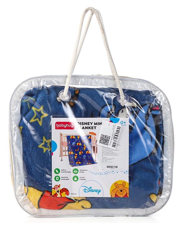 Babyhug Lightweight Disney Single Ply Mink Blanket Smiley Mickey  Print- Brown