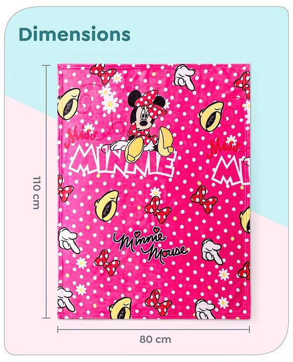 Babyhug Lightweight Disney Single Ply Mink Blanket Smiley Mickey  Print- Brown
