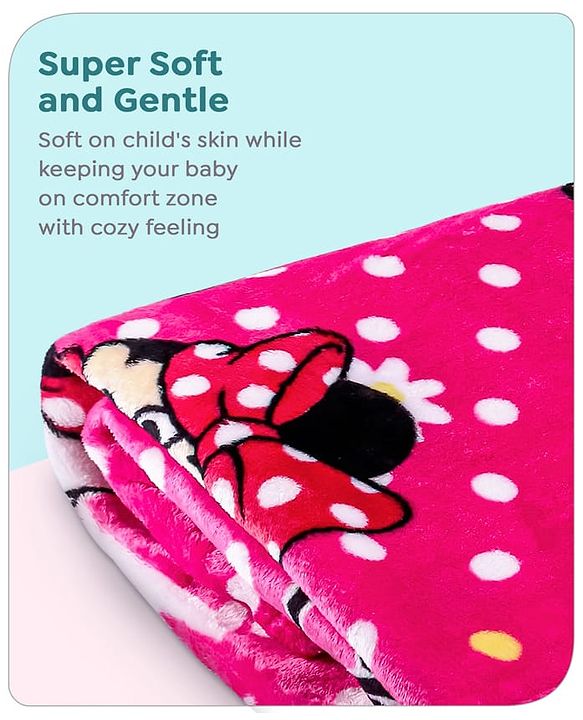 Babyhug Lightweight Disney Single Ply Mink Blanket Smiley Mickey  Print- Brown