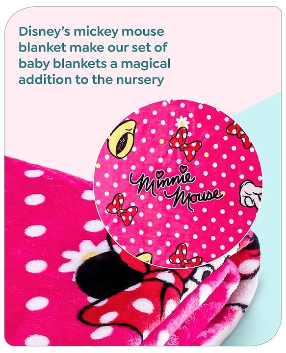 Babyhug Lightweight Disney Single Ply Mink Blanket Smiley Mickey  Print- Brown