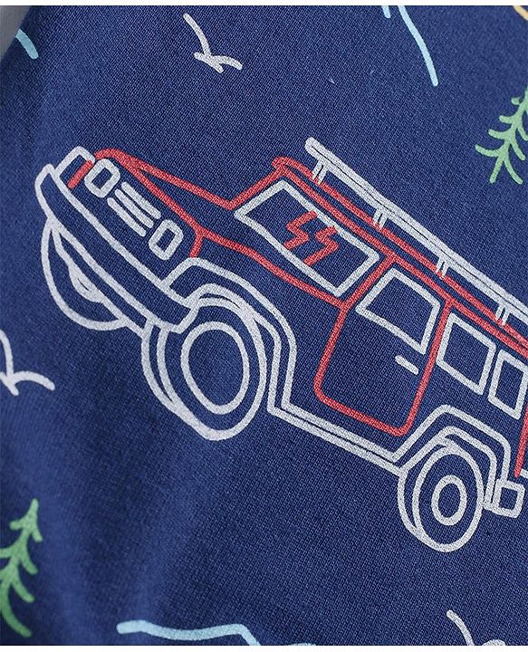 Babyhug Cotton Knit Full Sleeves Sweat Shirts with Camping Theme Print Pack of 2 - Green & Blue