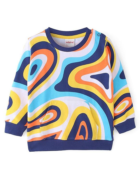 Babyhug Cotton Knit Full Sleeves Sweatshirt With Sun & Text Graphics Pack of 2 - Navy Blue