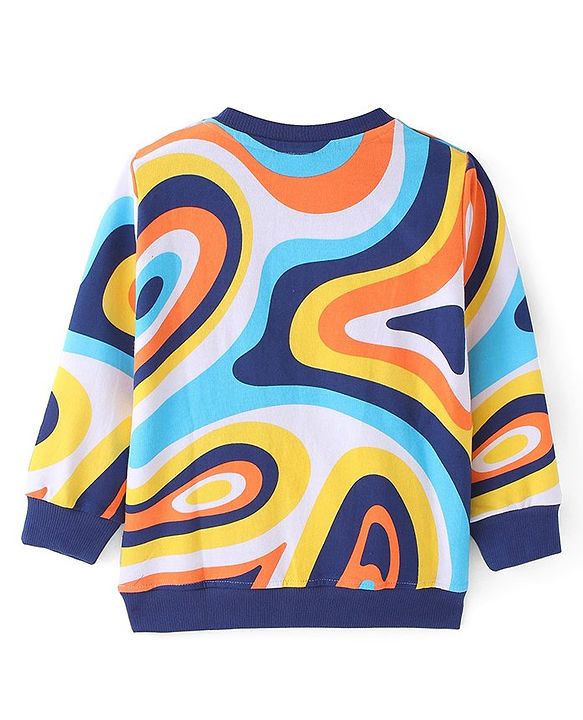 Babyhug Cotton Knit Full Sleeves Sweatshirt With Sun & Text Graphics Pack of 2 - Navy Blue