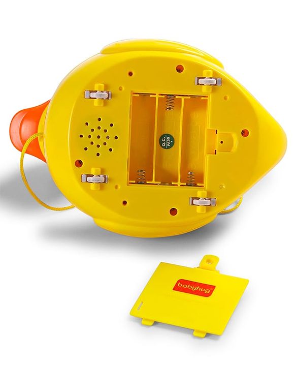 Babyhug Musical Duck Telephone Learning Toy|Lights & Music|Role Play Phone Toy for Kids|Numbers|Shape & Color Recognition|Animal Names & Sounds|Math Quizzes|Addition & Subtraction|Yellow - 12 Months+